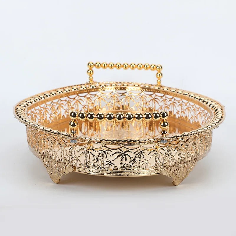 European Retro Gold Iron Pattern Long Tray