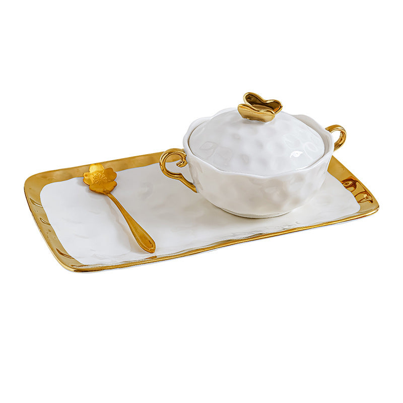 Bowl With Lid and Serving Plate - White