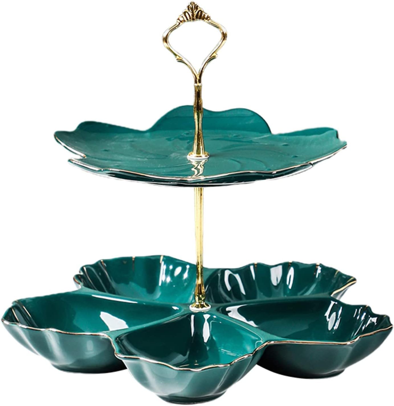 Two-Tier Fruit and Dessert Plate Stand - Green