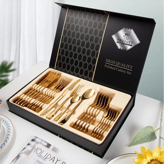 24-Piece Western Steak Knife and Fork Set - Gift Boxed