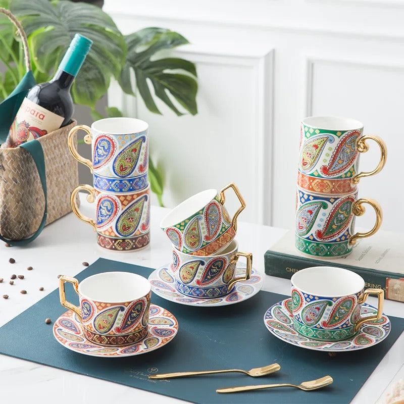 Modern Luxury Ceramic Coffee Cup Sets with Saucers