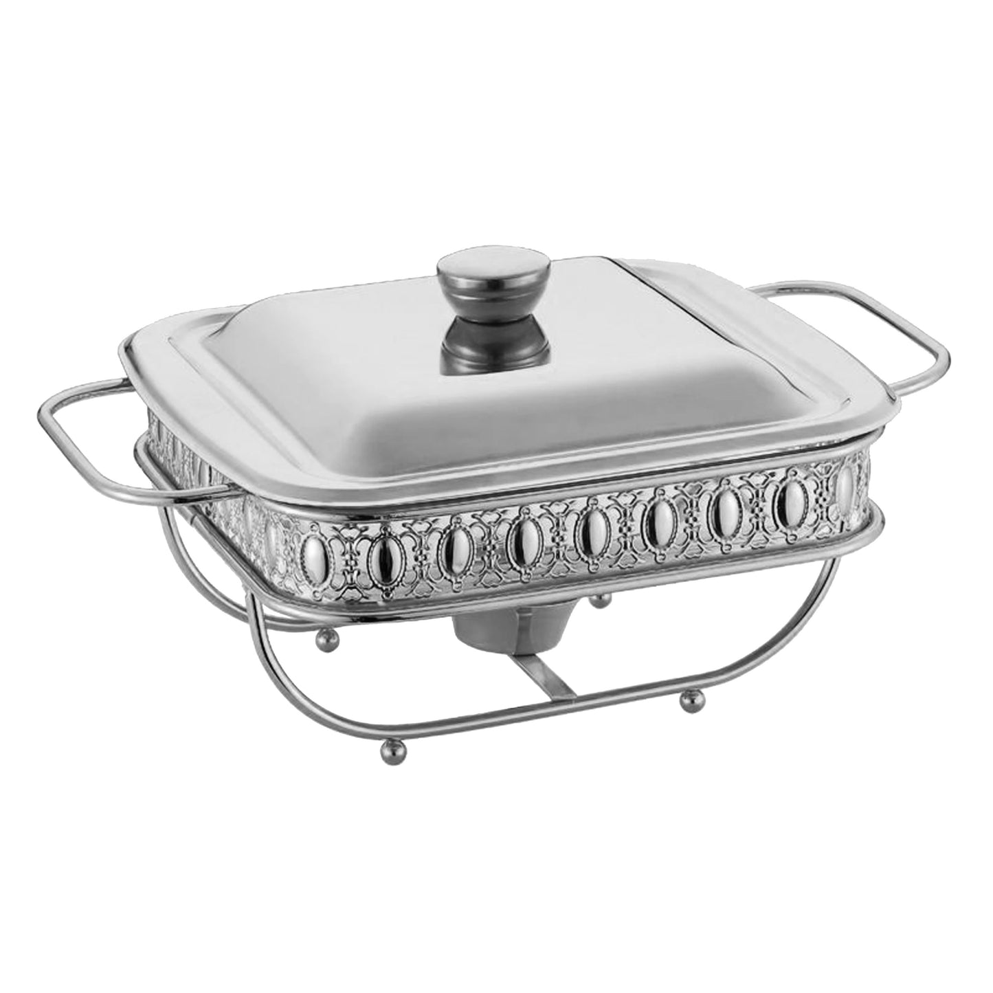 1.8L Silver Square Hot Pot Food Heating Container - Silver