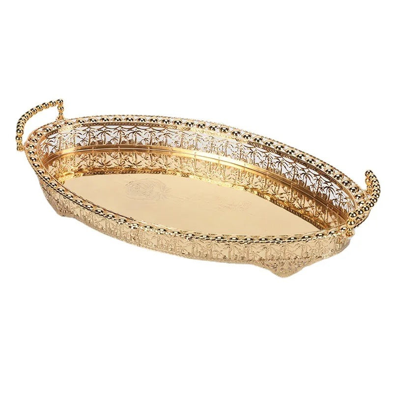 European Retro Gold Iron Pattern Long Tray