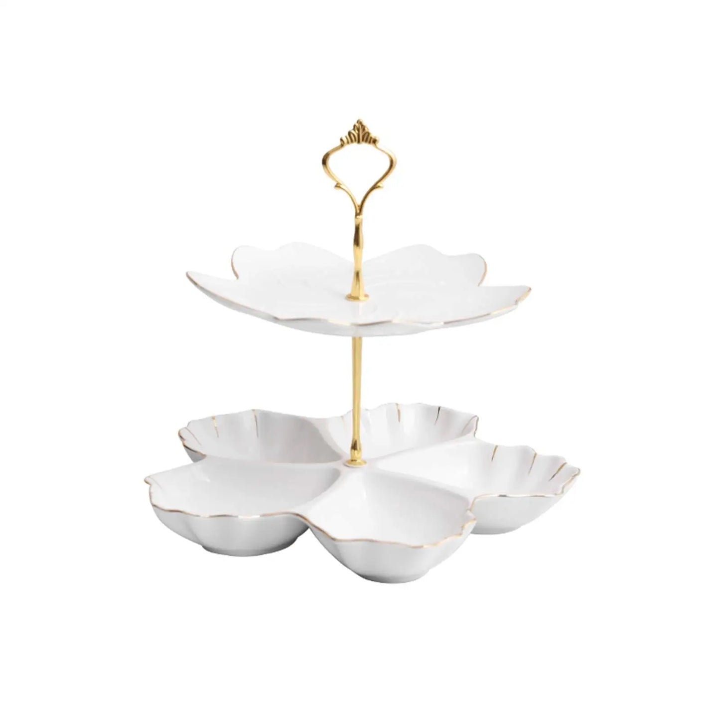 Two-Tier Fruit and Dessert Plate Stand - White