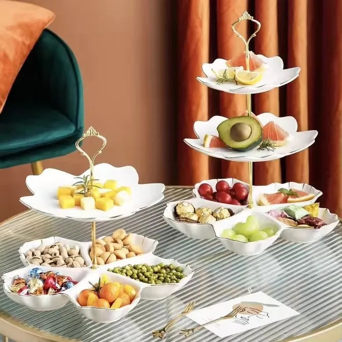 Two-Tier Fruit and Dessert Plate Stand - White