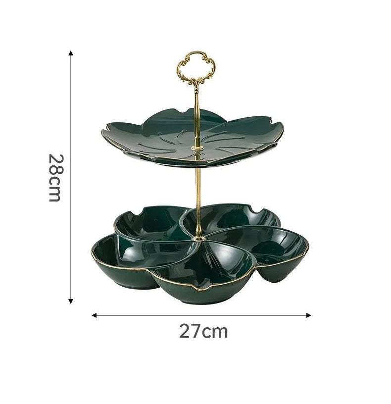 Two-Tier Fruit and Dessert Plate Stand - Green