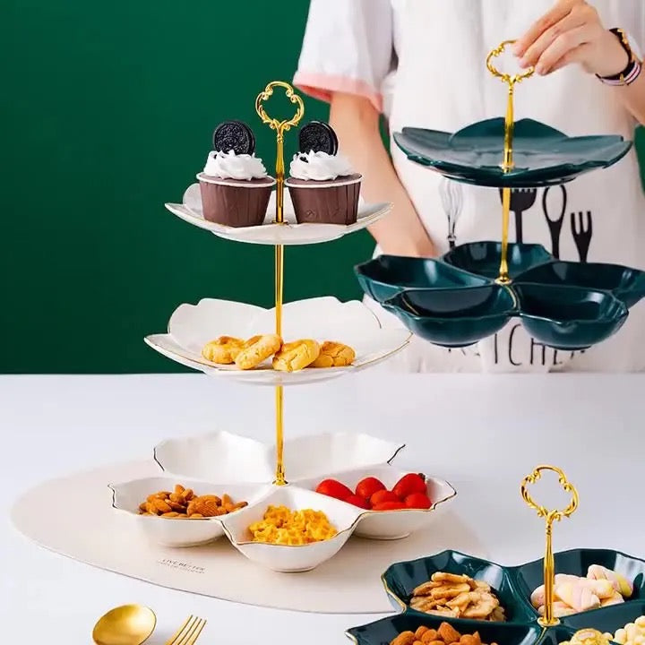 Two-Tier Fruit and Dessert Plate Stand - Green