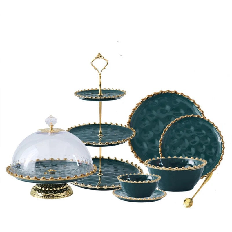 Nordic Cake and Dessert Plate with Lid - Green