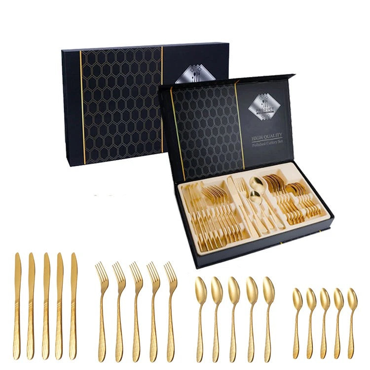 24-Piece Western Steak Knife and Fork Set - Gift Boxed