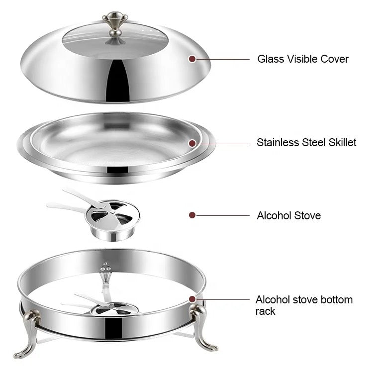 Hotel and Restaurant Stainless Steel Buffet Stove - 26 cm