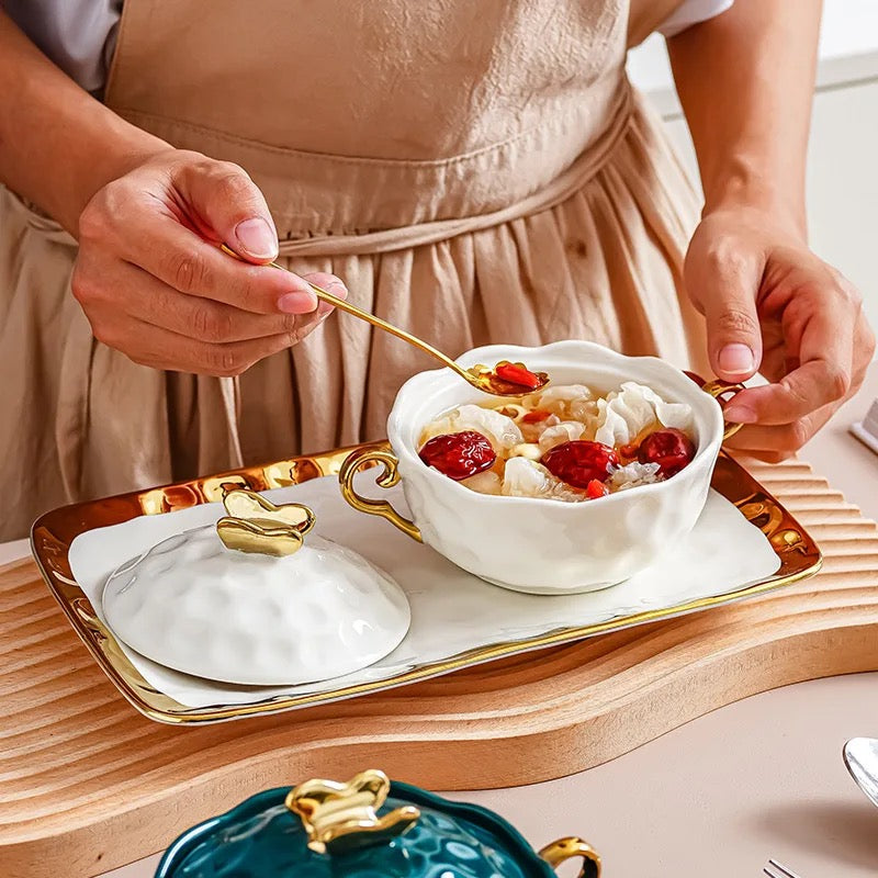 Bowl with Lid and Serving Plate Set