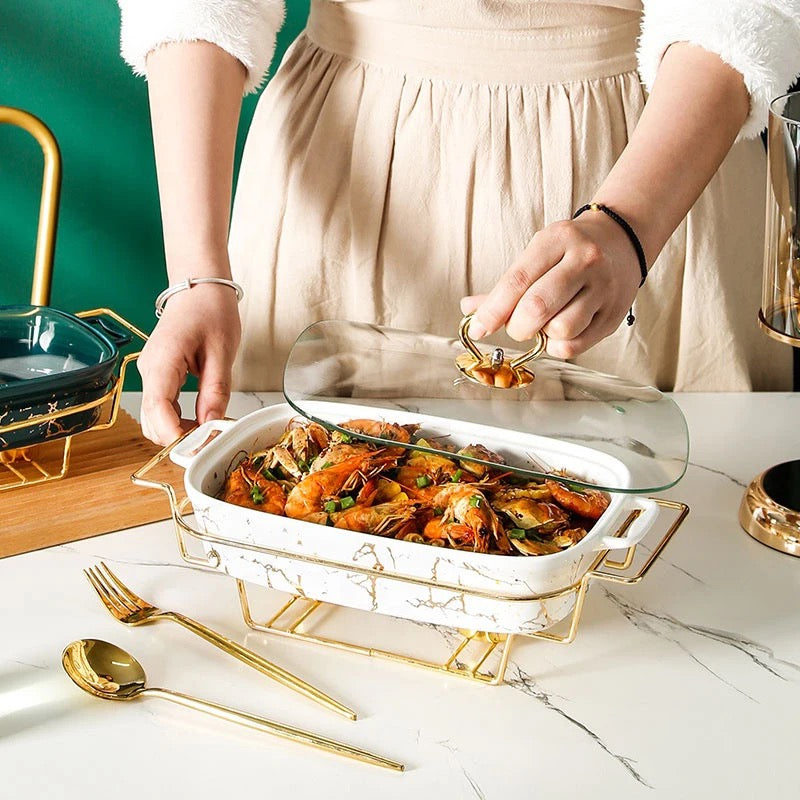 Rectangular casseroles with two handles